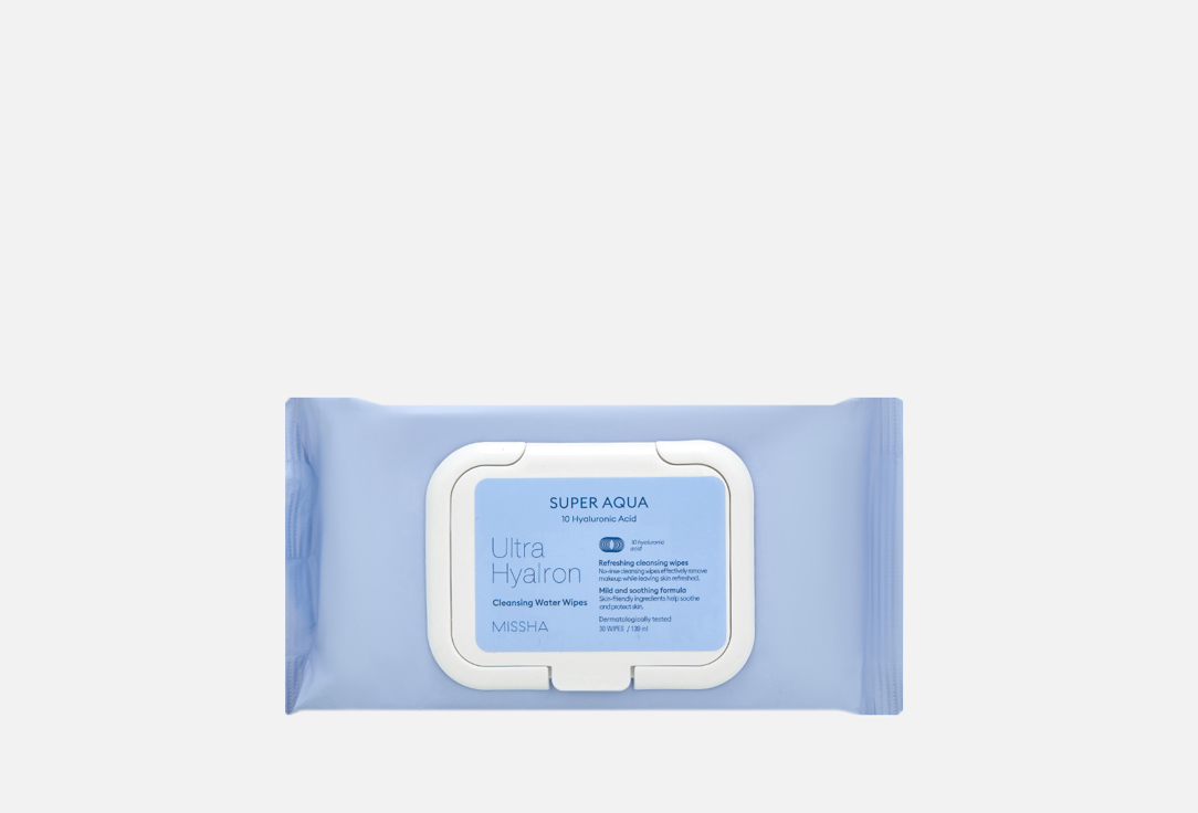 Super Aqua Ultra Hyalron Cleansing Water Wipes 30 шт