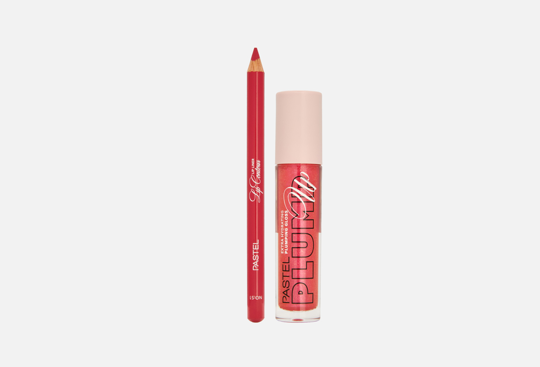Plumping gloss + pastel lip contour lip liner 2 шт