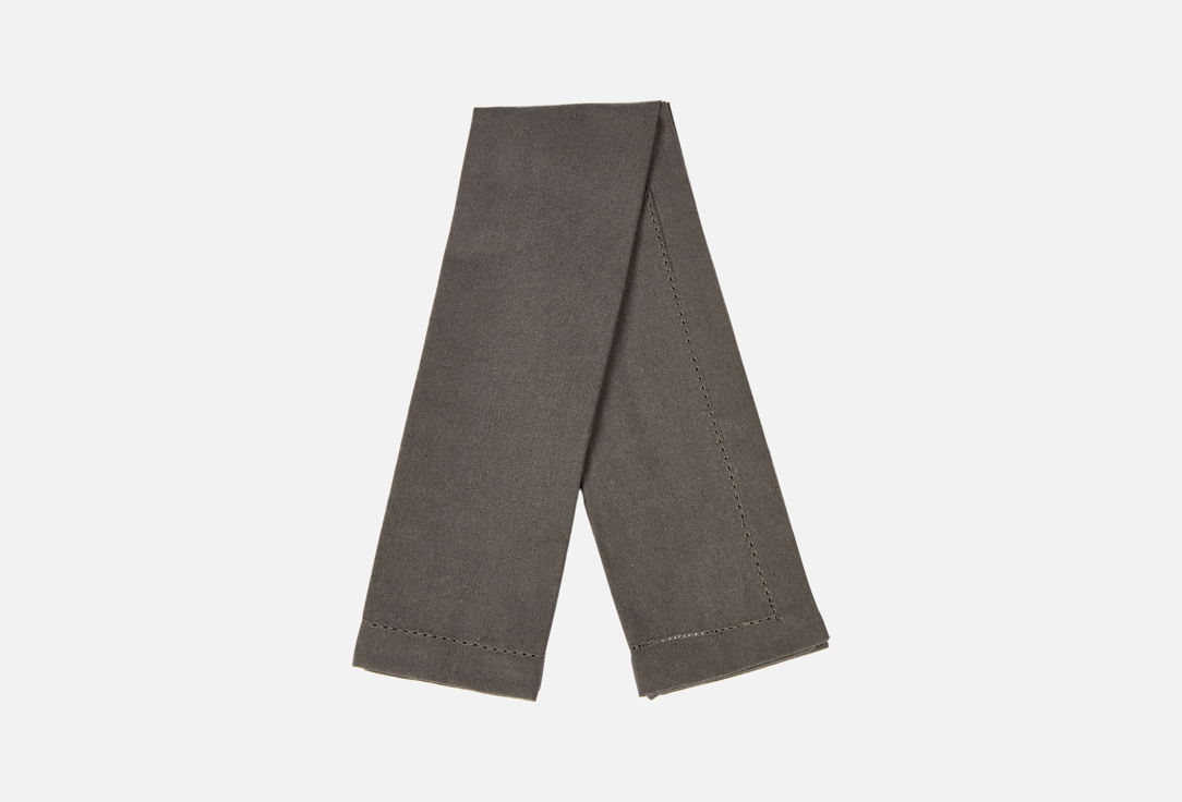 Basic linen, мережка по краю, 35x160, темно-серый меланж 1 шт