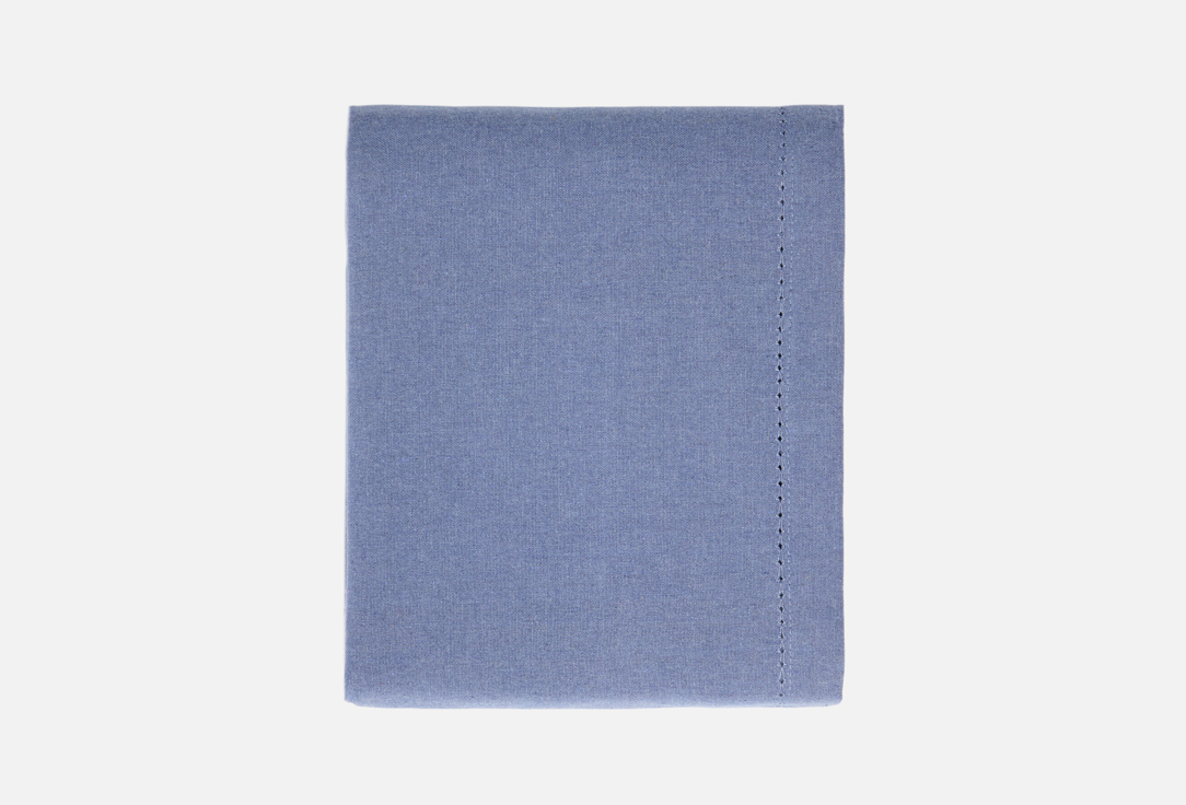 Basic linen, мережка по краю, 140x180, синий меланж 1 шт