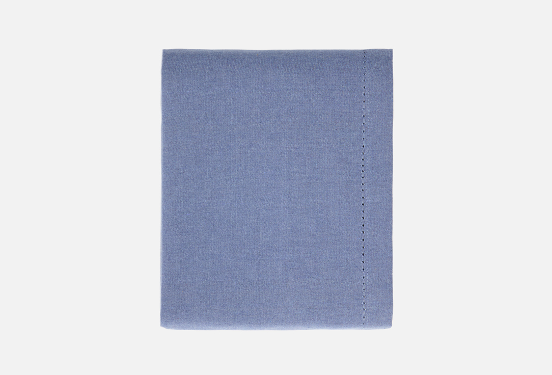 Basic linen, мережка по краю, 150x230, синий меланж 1 шт