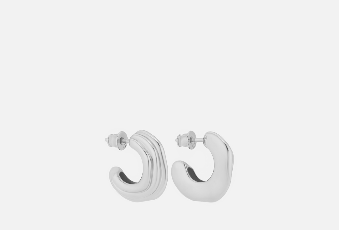 Layered silver earrings Dune 2 шт