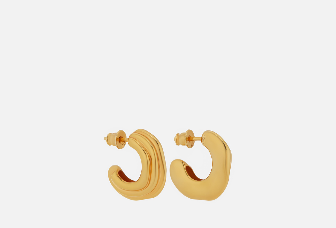 Layered gold plated earrings Dune 2 шт