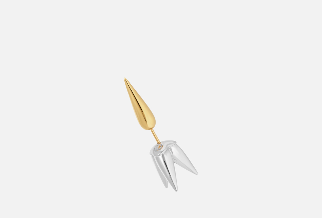 Bicolor mono earring with thorns 1 шт