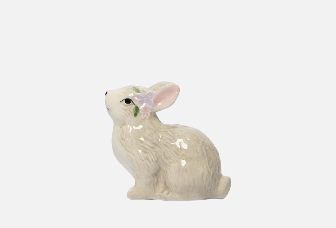 Brown Rabbit, Кролик с цветами, серая, 8 см 1 шт