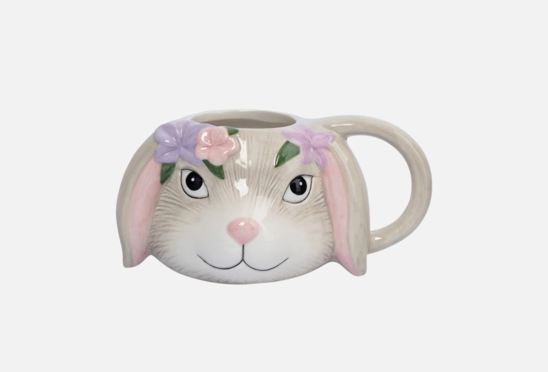 Brown Rabbit, Кролик с цветами, серая 1 шт