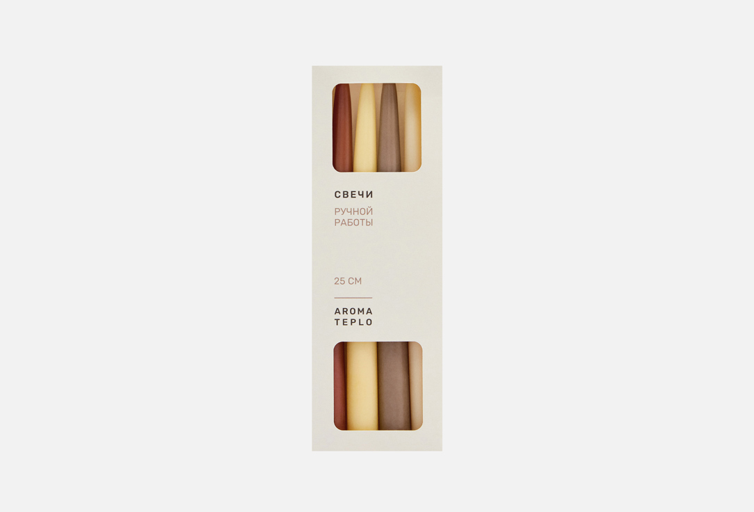 TAPER CANDLES, коричневый микс 4 шт