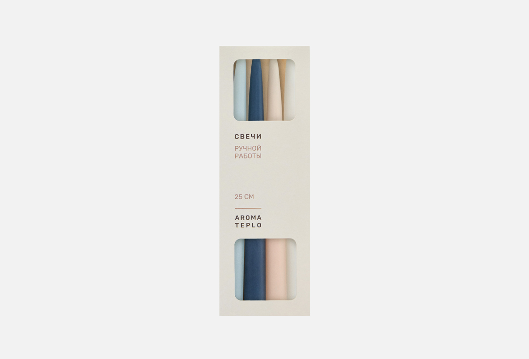 TAPER CANDLES, серо-голубой микс 4 шт