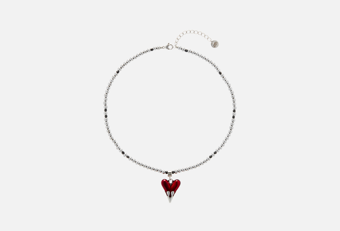 Hematite with red heart 1 шт
