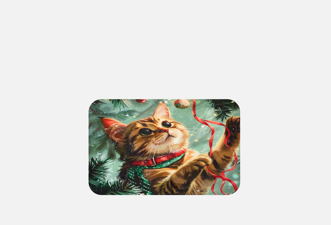 Играющий котик, коричневый, серо-зеленый, красный, 52x77 см 1 шт