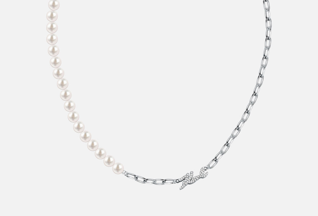 Сollection Pearl necklace steel with crystal & black shell pearl 1 шт