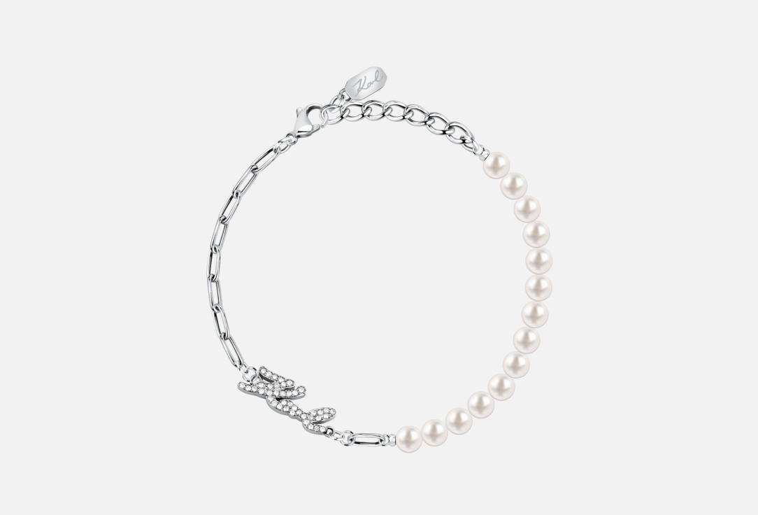 Сollection Pearl bracelet steel with crystal & white shell pearl 1 шт