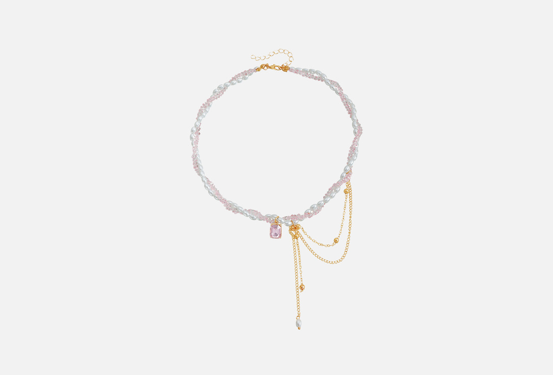 Pink pearl & chain 1 шт
