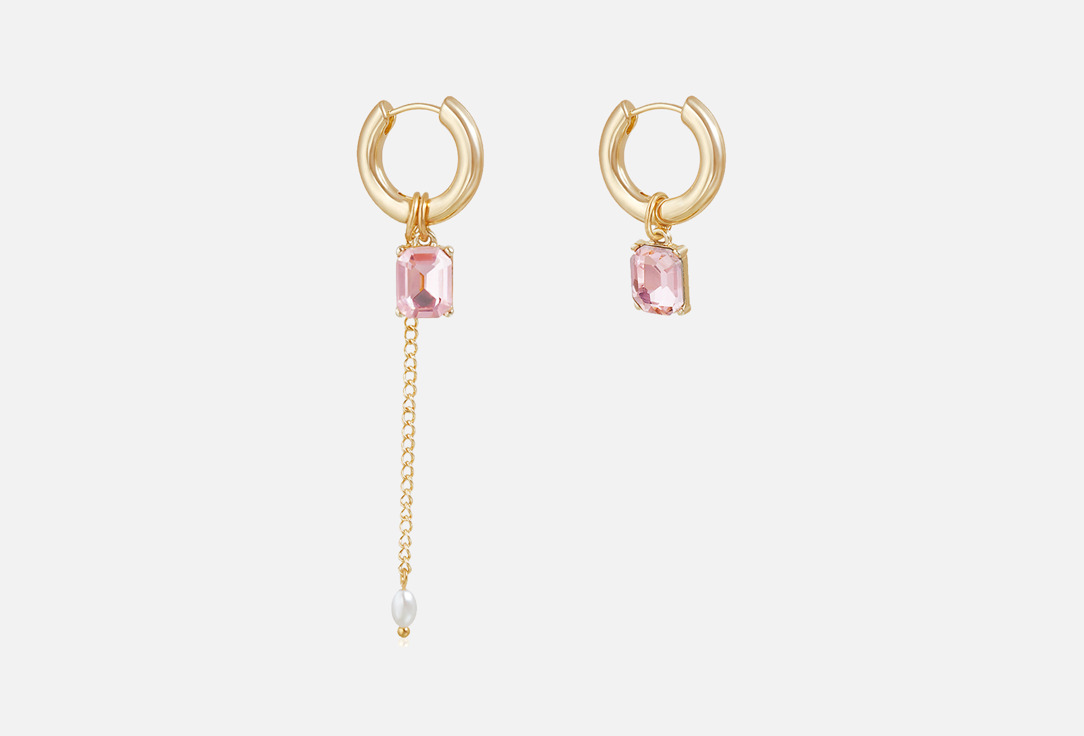 Asymmetric pink charm hoops 2 шт